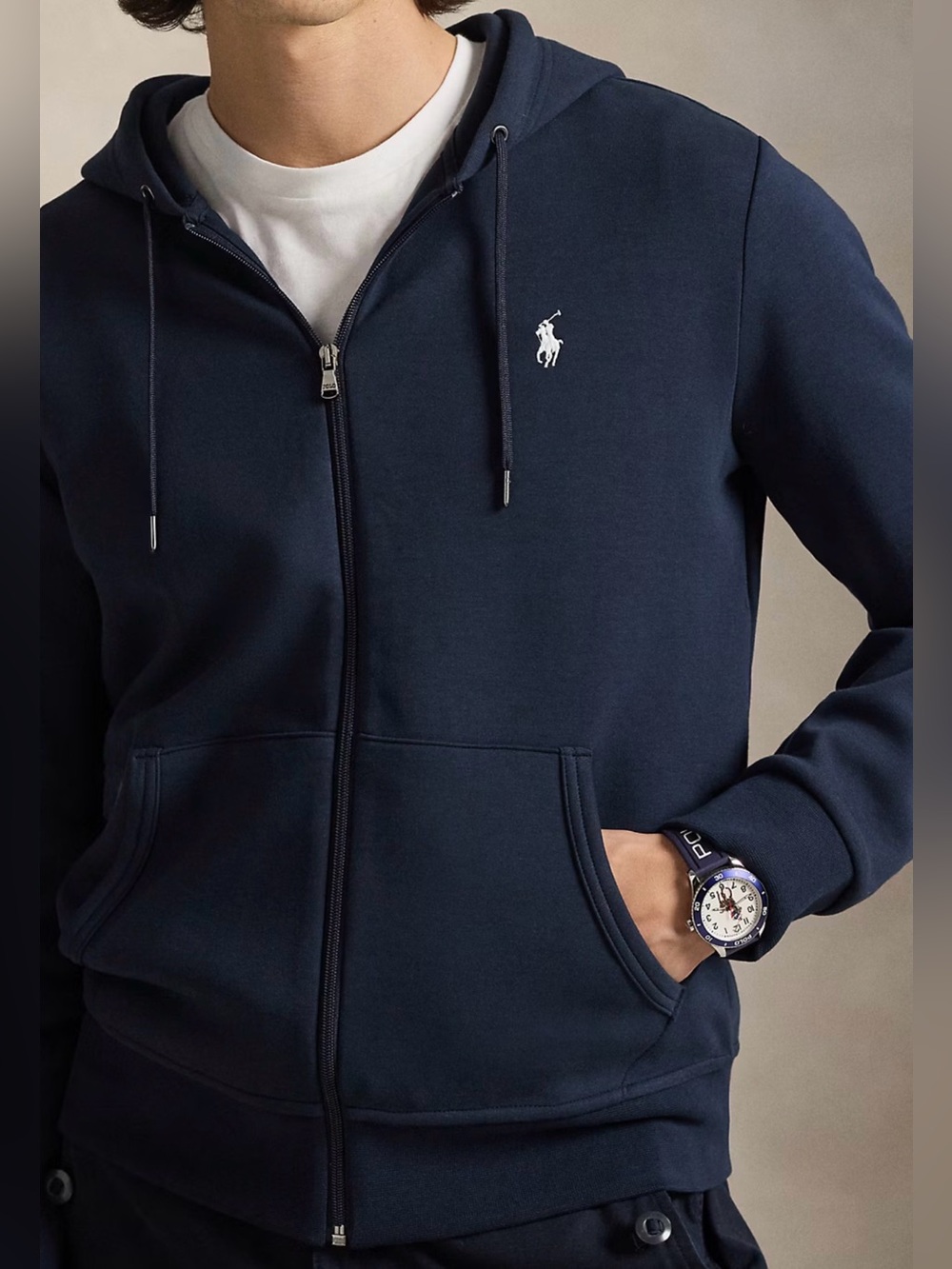 Unisex Polo Ralph Lauren Navy Full-Zip Hoodie - Picture 2 of 8